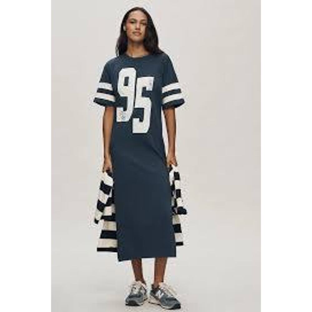 Daily Practice/Anthropologie Jersey Graphic Sporty Midi Tee Dress Sz No Tag